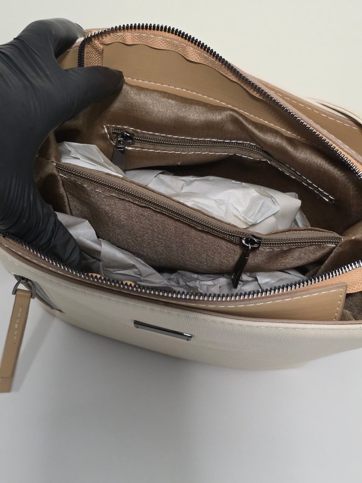 Bej Deri Kadın Çanta Fermuarlı - Görsel 5