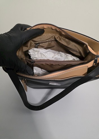 Siyah Deri Fermuarlı Kadın Çanta - Görsel 5