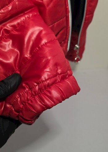 Kırmızı Kapüşonlu Mini Kadın Ceket - Görsel 4