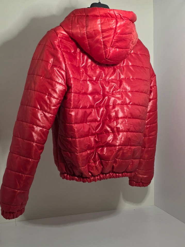 Kırmızı Kapüşonlu Mini Kadın Ceket - Görsel 2