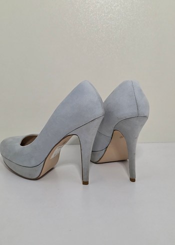 Gri Süet Stiletto Kadın Topuklu Ayakkabı - Görsel 4