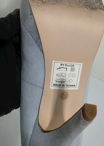 Gri Süet Stiletto Kadın Topuklu Ayakkabı - Görsel 5