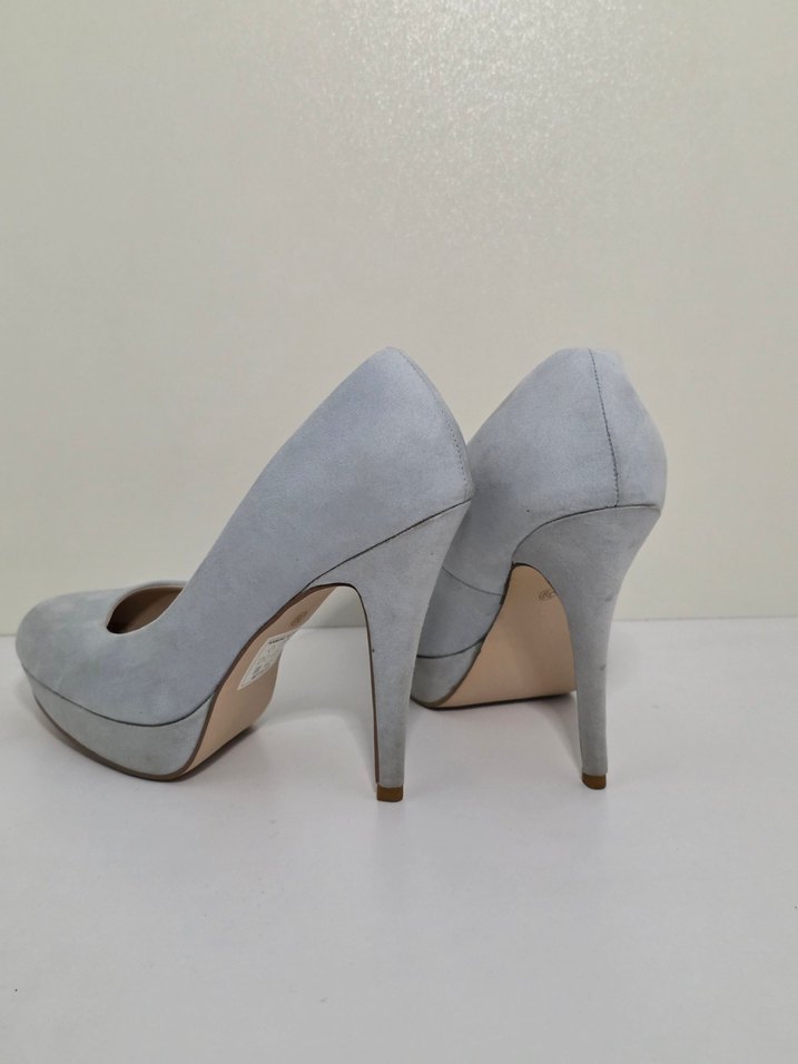 Gri Süet Stiletto Kadın Topuklu Ayakkabı - Görsel 4