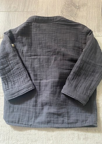 H&M Erkek Çocuk Gri Müslin Düğmeli Gömlek