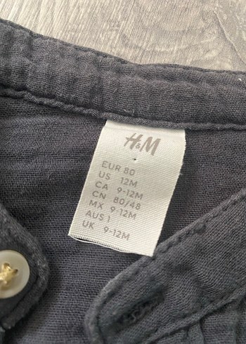 9-12 Ay Beden Erkek Çocuk Gri Müslin Düğmeli Gömlek