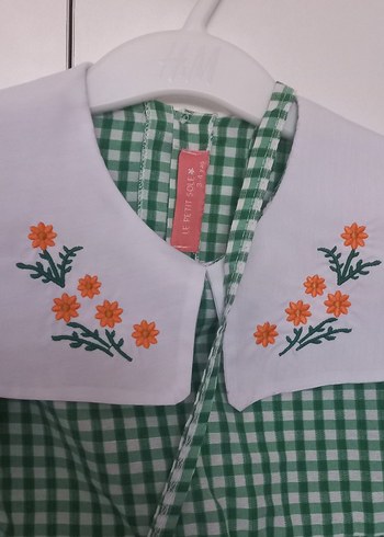 Nakışlı, Düğmeli, Uzun Kollu Kız Elbisesi - Görsel 3