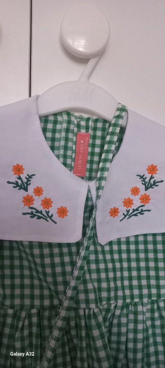 Nakışlı, Düğmeli, Uzun Kollu Kız Elbisesi - Görsel 3