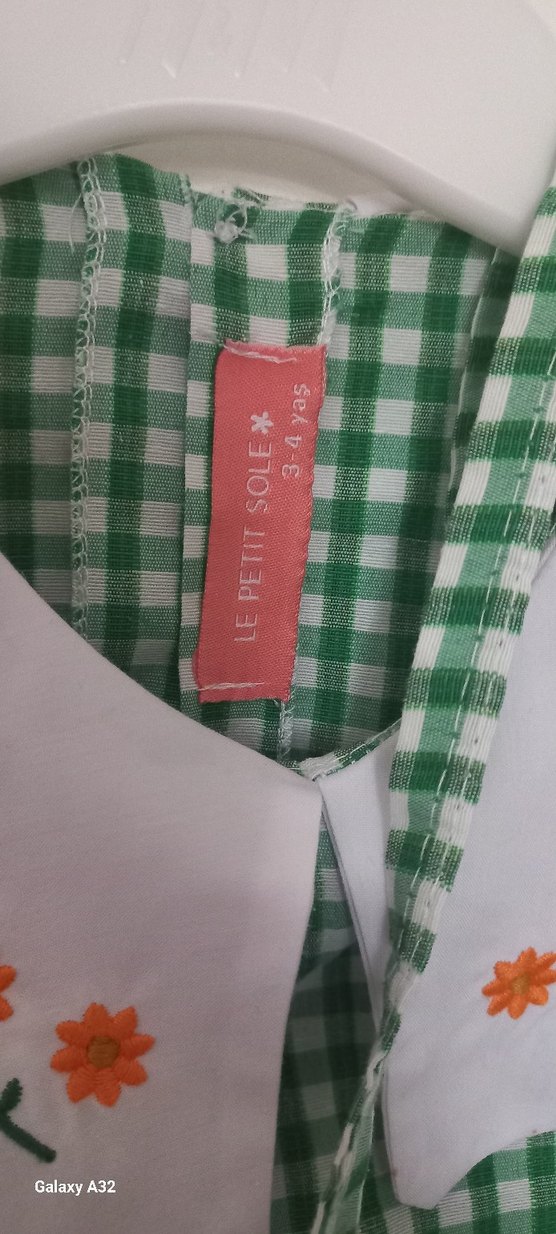 Nakışlı, Düğmeli, Uzun Kollu Kız Elbisesi - Görsel 2