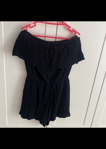 Trendyol & Milla Kadın Siyah Keten Mini Tulum