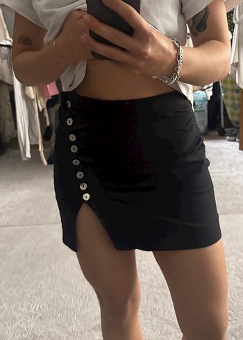 Zara Yırtmaçlı Mini Etek - Görsel 5