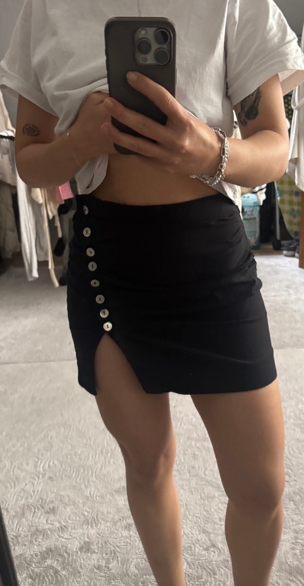 Zara Yırtmaçlı Mini Etek - Görsel 5