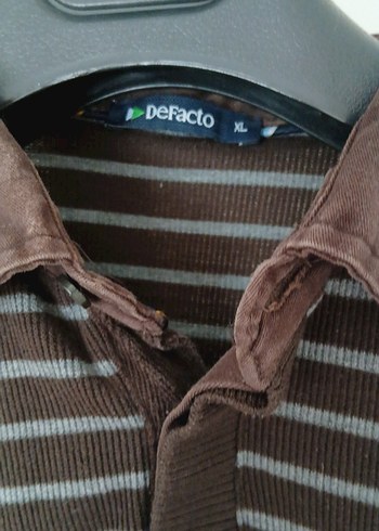 Düğmeli Kahverengi Çizgili Erkek Sweatshirt - Görsel 3