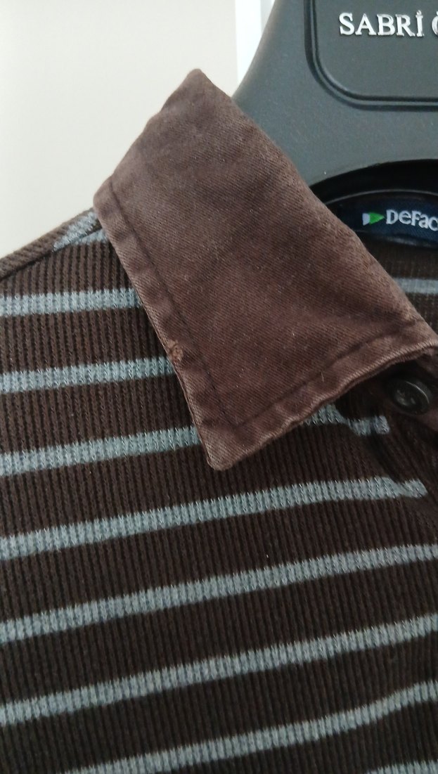 Düğmeli Kahverengi Çizgili Erkek Sweatshirt - Görsel 2