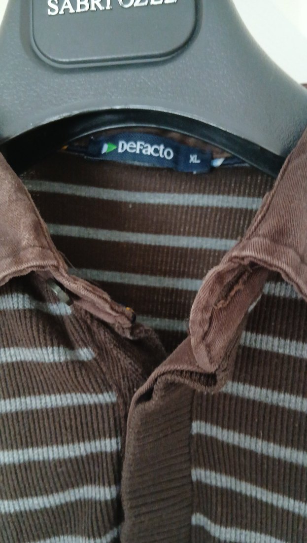 Düğmeli Kahverengi Çizgili Erkek Sweatshirt - Görsel 3