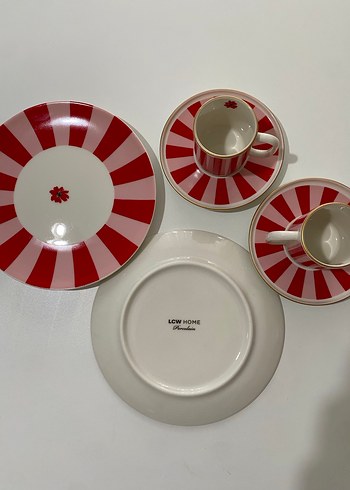 LCW HOME Kırmızı Çizgili Fincan ve Tabak Seti - Görsel 3