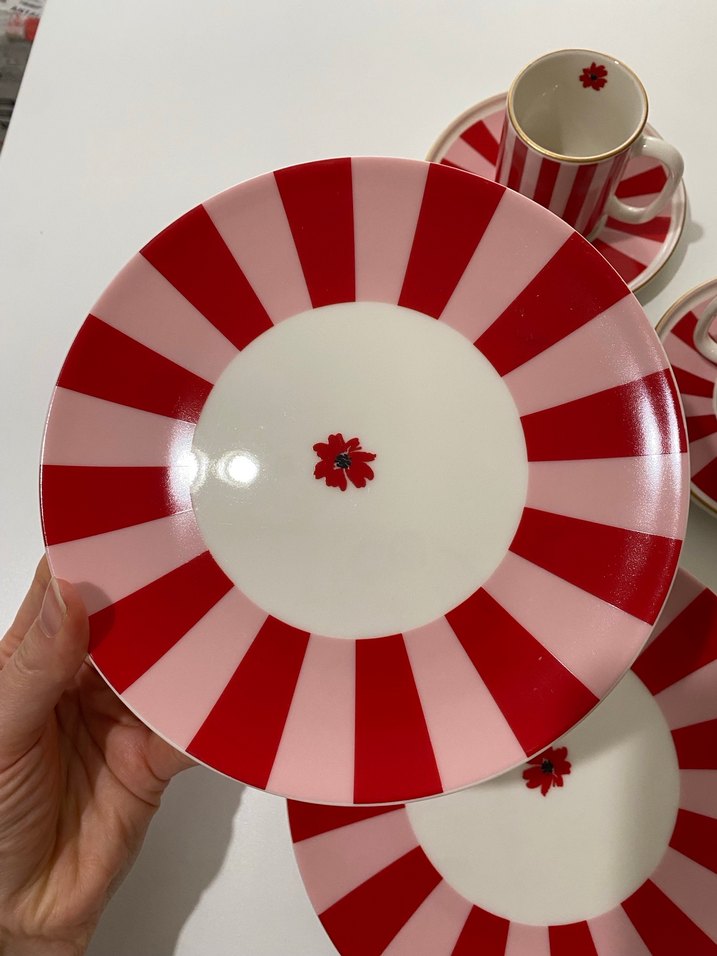 LCW HOME Kırmızı Çizgili Fincan ve Tabak Seti - Görsel 4