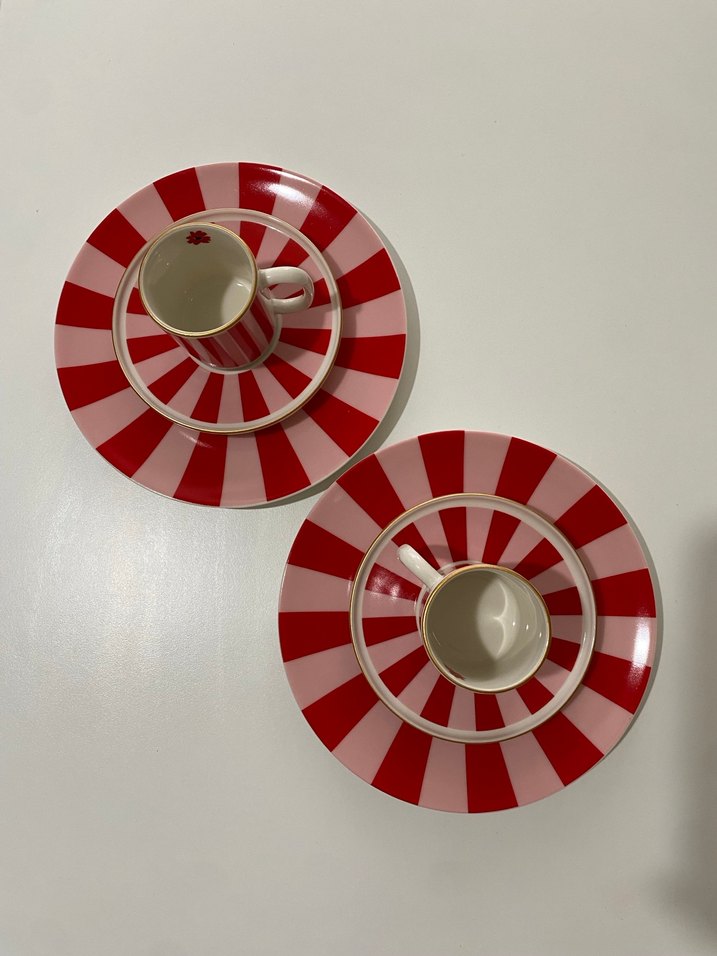 LCW HOME Kırmızı Çizgili Fincan ve Tabak Seti - Görsel 2