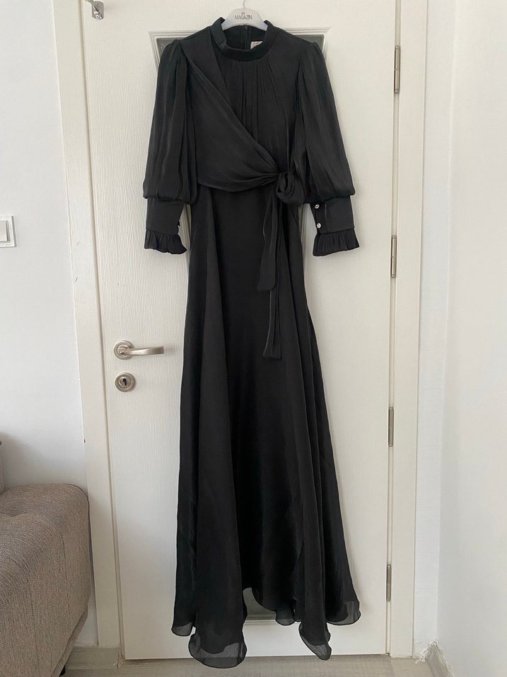 Siyah Uzun Gotik Abiye Elbise - Görsel 3