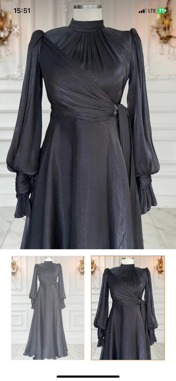 Siyah Uzun Gotik Abiye Elbise - Görsel 2