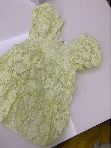 Sarı elbise Şifon desenli - Görsel 3