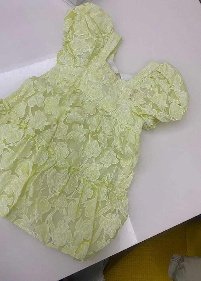 Sarı elbise Şifon desenli - Görsel 4