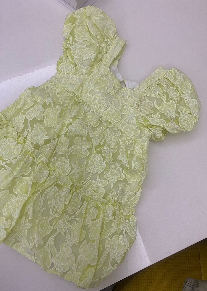 Sarı elbise Şifon desenli - Görsel 3