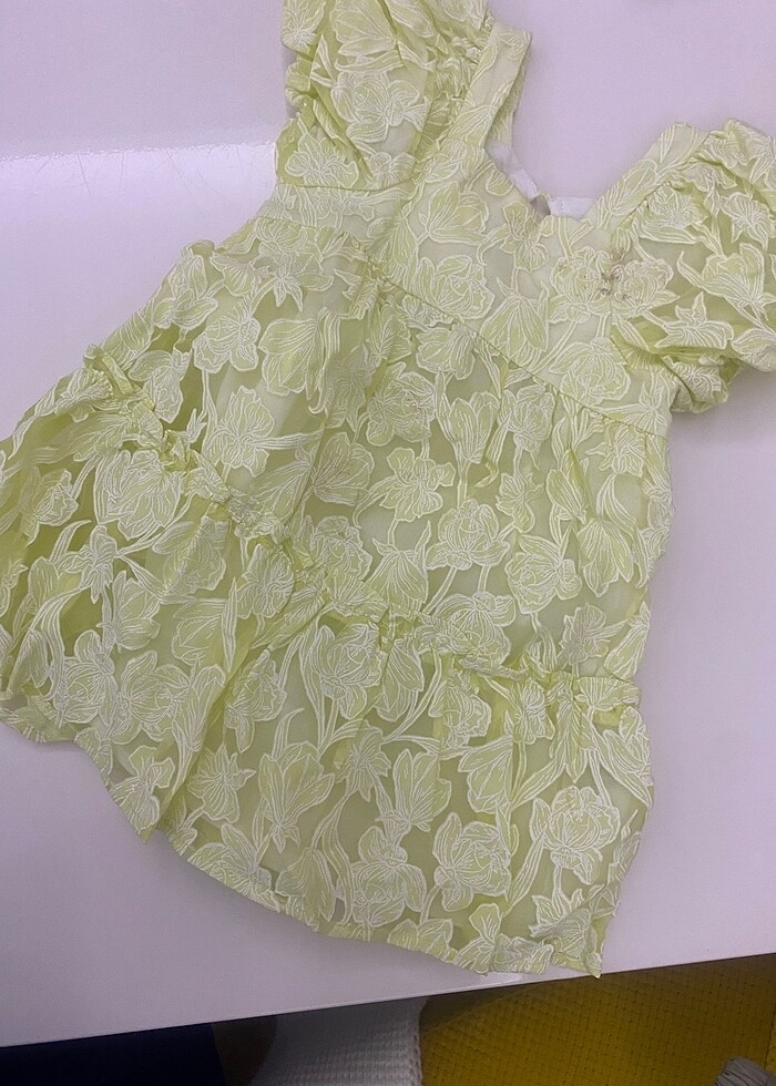 Sarı elbise Şifon desenli - Görsel 2