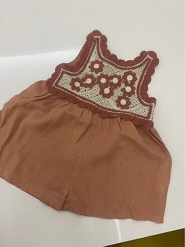 Kız bebek keten tulum - Görsel 5