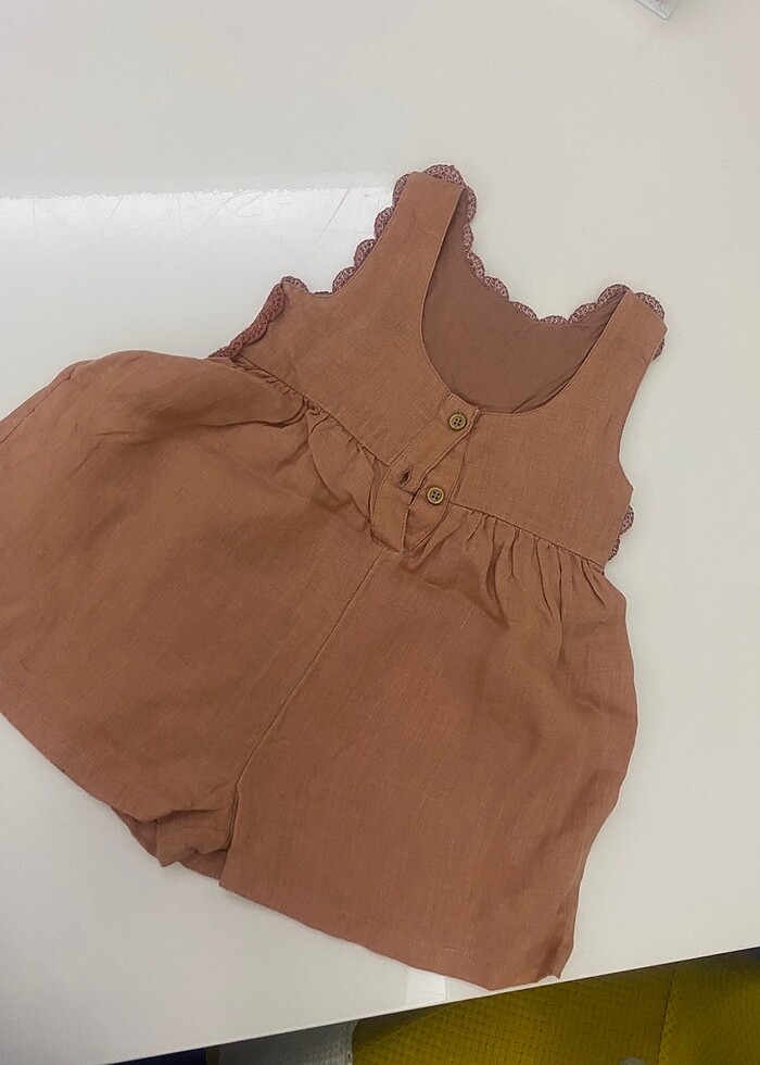 Kız bebek keten tulum - Görsel 3