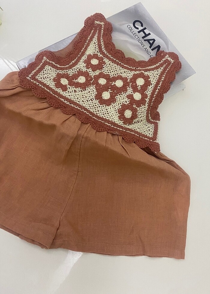 Kız bebek keten tulum - Görsel 2