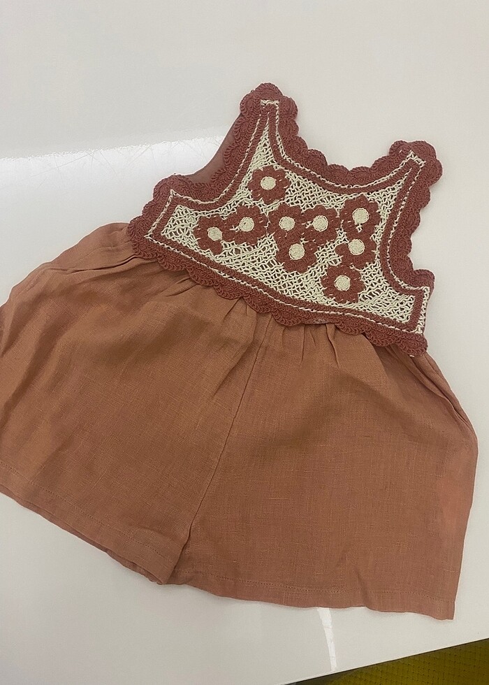 Kız bebek keten tulum - Görsel 5