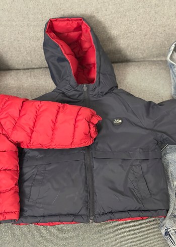 İkiz Kırmızı ve lacivert Çocuk Montları - Görsel 3