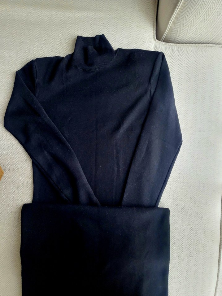 Kadın Siyah Uzun Kollu Yüksek Yakalı Elbise - Görsel 3