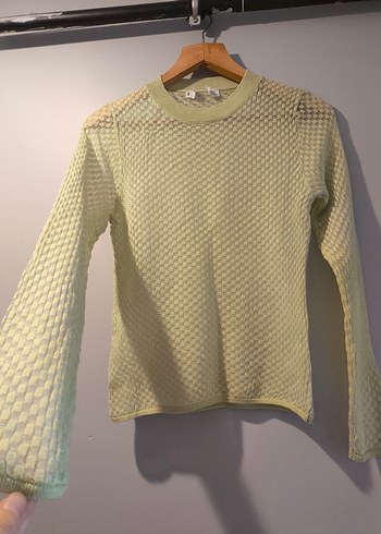 MANGO Pastel Yeşil Kendinden Desenli İnce Bluz - Görsel 4