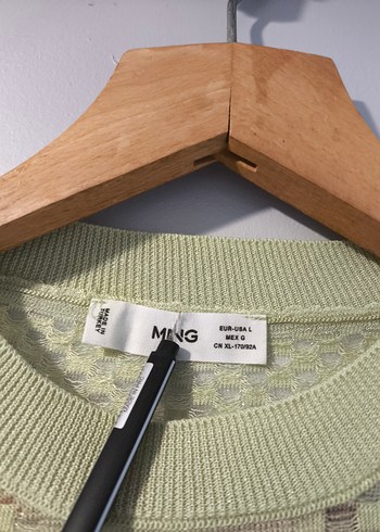 MANGO Pastel Yeşil Kendinden Desenli İnce Bluz - Görsel 6