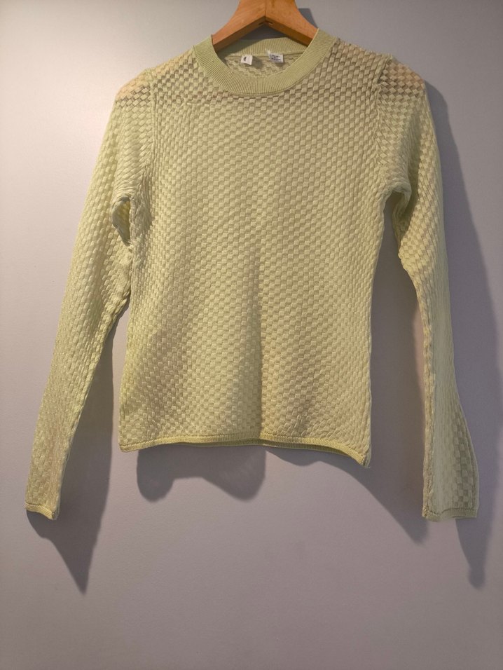 MANGO Pastel Yeşil Kendinden Desenli İnce Bluz - Görsel 5