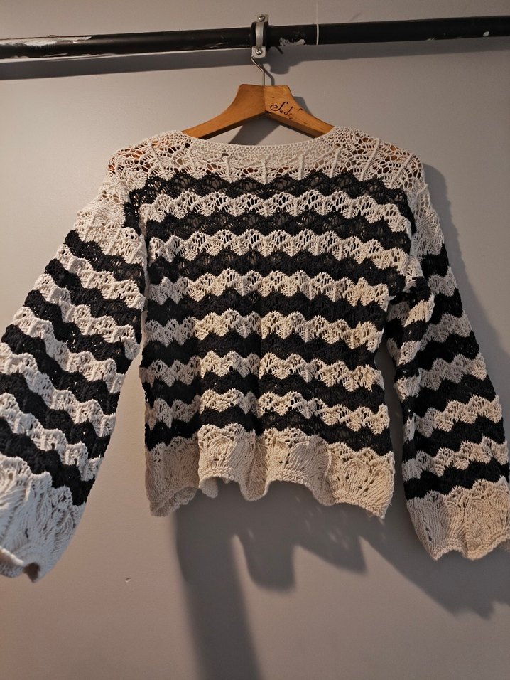 Bohem Siyah Desenli Örgü Kadın Kazak - Görsel 4