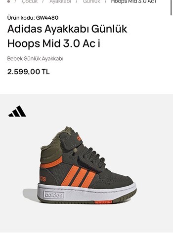 Gri  Çocuk Adidas Spor Ayakkabı - Görsel 7