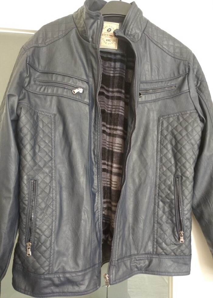 XxL beden etiketli sıfır deri mont - Görsel 3