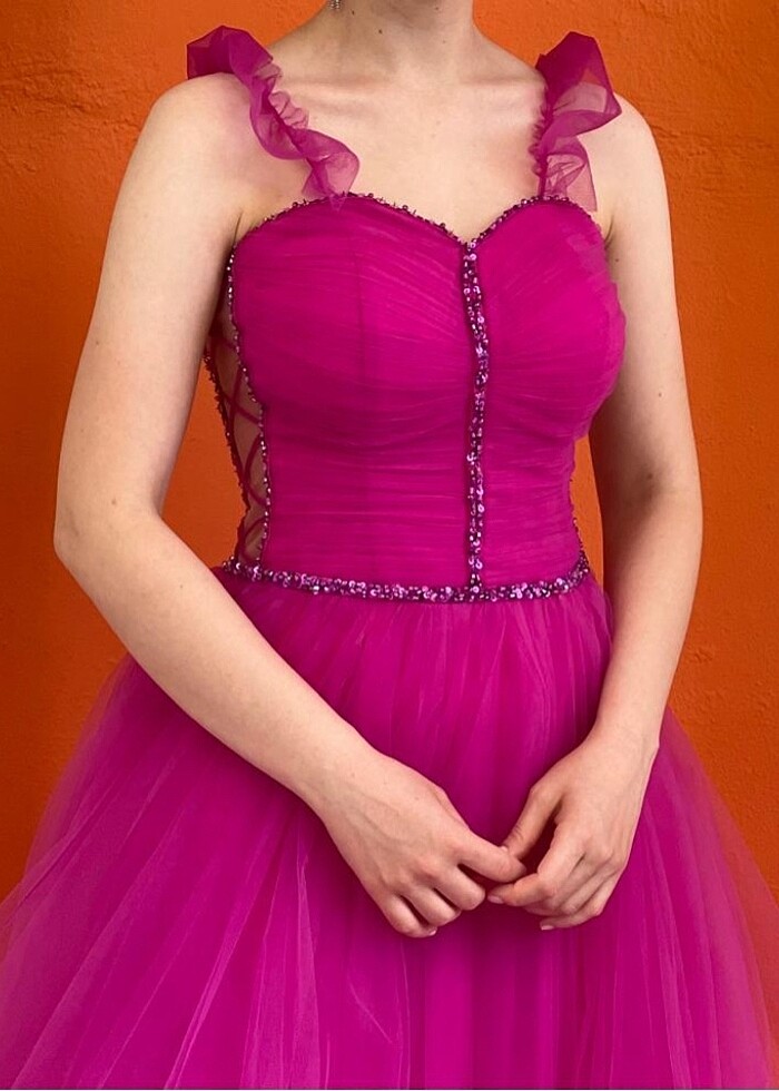 Pembe Abiye Elbise - Görsel 2