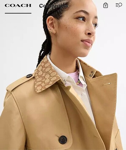 s Beden camel Renk Coach signature trench coat (trrençkot)