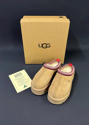 UGG Bej Süet Platform Topuklu Kadın Terlik - Görsel 5