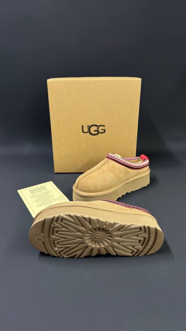 UGG Bej Süet Platform Topuklu Kadın Terlik - Görsel 4