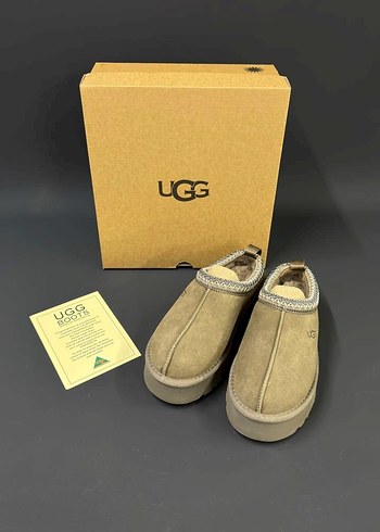 UGG Bej Süet Platform Topuklu Terlik - Görsel 5