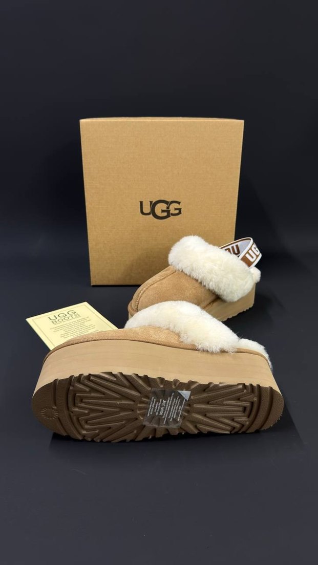 UGG Kadın Bej Kürklü Dolgu Topuk Terlik - Görsel 5