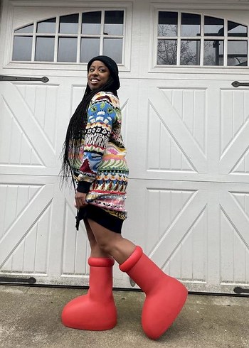 Kırmızı Erkek kadın  Kauçuk Bot - Görsel 2