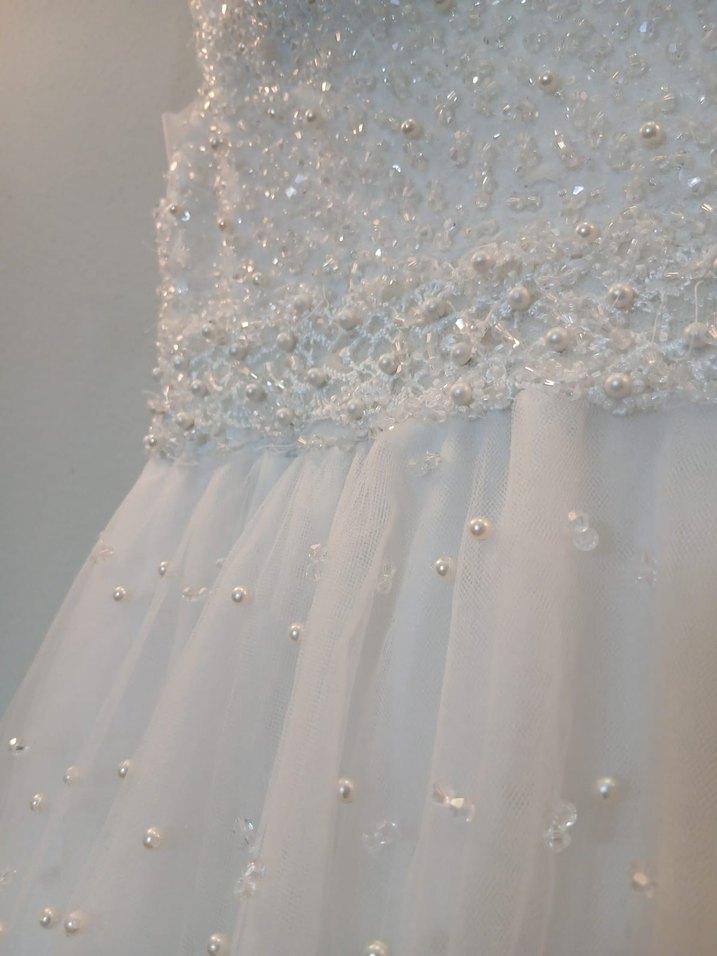 Modern Klasik Straplez A Kesim Beyaz Gelinlik - Görsel 3