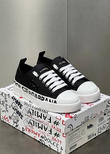 41 Beden Dolce&Gabbana Erkek Baskılı Beyaz Sneakers