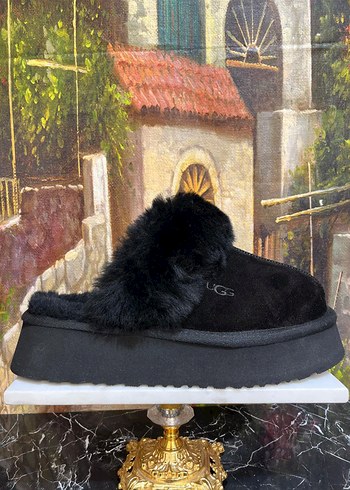 Bej Tüylü Kadın Dolgu Topuk Ev Terliği - Görsel 3