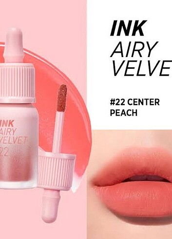  Beden kırmızı Renk Peripera Ink Airy Velvet Lipstick 22 Center Peach